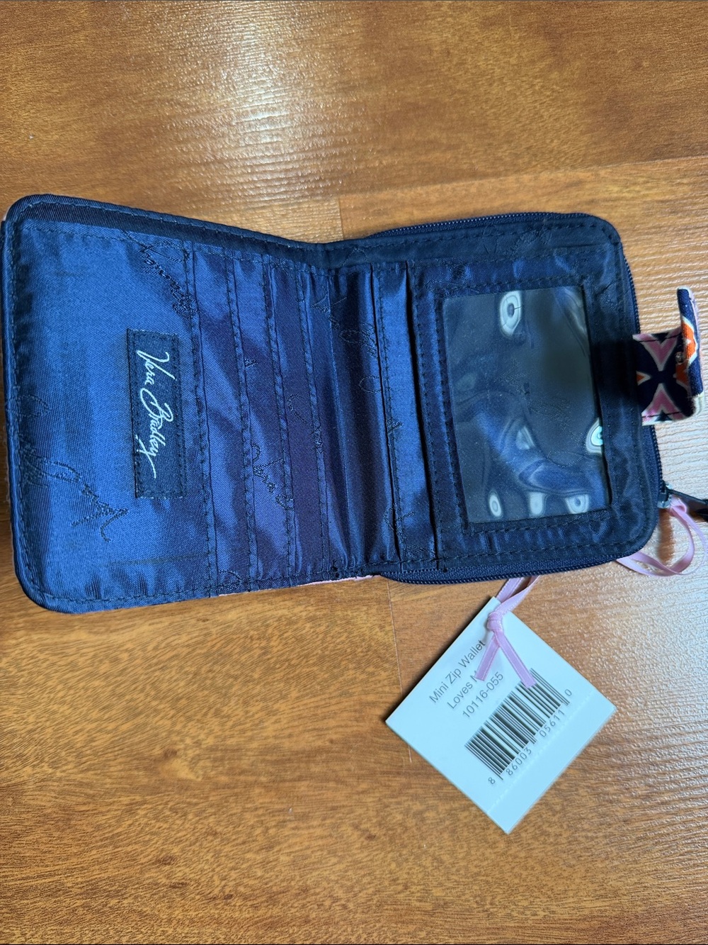 Vera Bradley Pink & Navy Quilted Zip Wallet - Picture 3 of 4